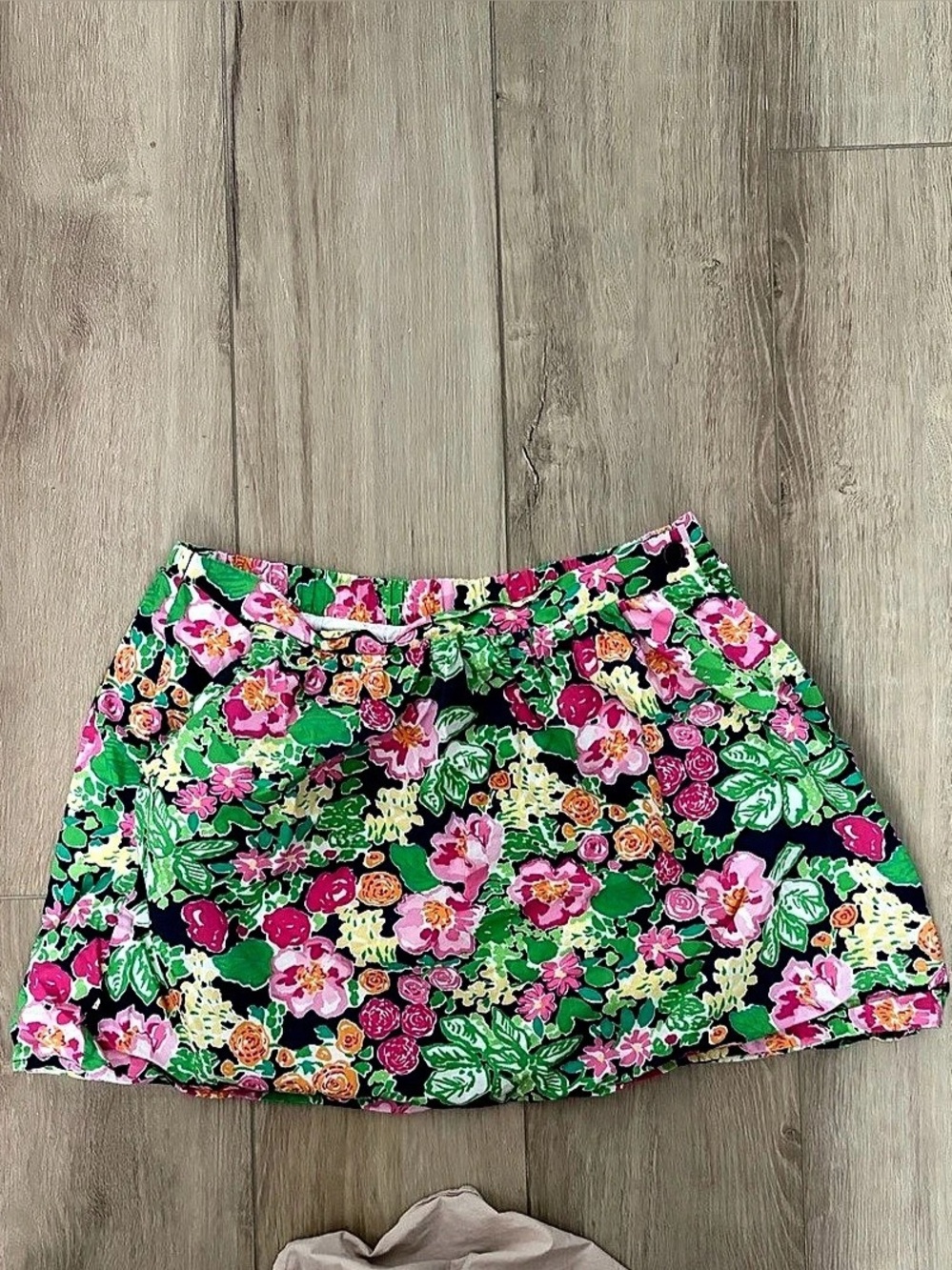 Lilly Pulitzer Floral Cotton Skirt Size M – Navy Pink Green Print